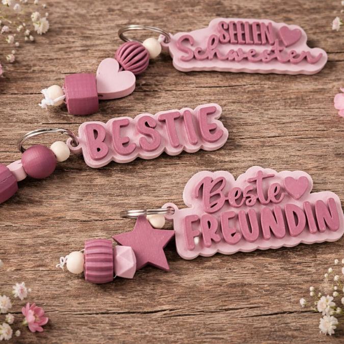 STL 3D Druck Datei Schlüsselanhänger 3er Freundin Beste Bestie Freundschaft 3D-Druck Datei – Bild 7