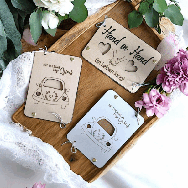 SVG Laserdatei Hochzeit Geldgeschenk Verpackung für Geld 5 Designs Gutscheinkarten SVG-Datei – Bild 2
