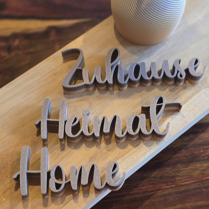 STL 3D Druck Datei Aufsteller Schriftzüge zum stellen Eingangsbereich "Home Zuhause Heimat" 3D-Druck Datei – Bild 3