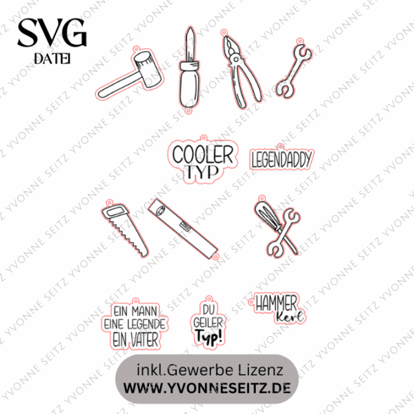 SVG Laserdatei Geschenkanhänger Männer Mann Papa Vatertag Werkzeug Etiketten Tags SVG-Datei – Bild 2