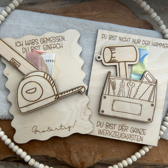 SVG Datei Karten für Gutscheine oder Geld Werkzeug Männer Geschenkidee für Papa Vatertag Opa Mann SVG Laserdatei Laserfile Lasercut Männergeschenk Mann Vater – Bild 3