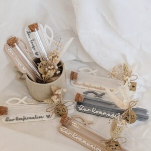 STL 3D Druck Datei 4er Set Halter für Reagenzgläser, Gutscheine oder Geld Geschenkverpackung Kirche Konfirmation Kommunion Taufe 3D-Druck Datei