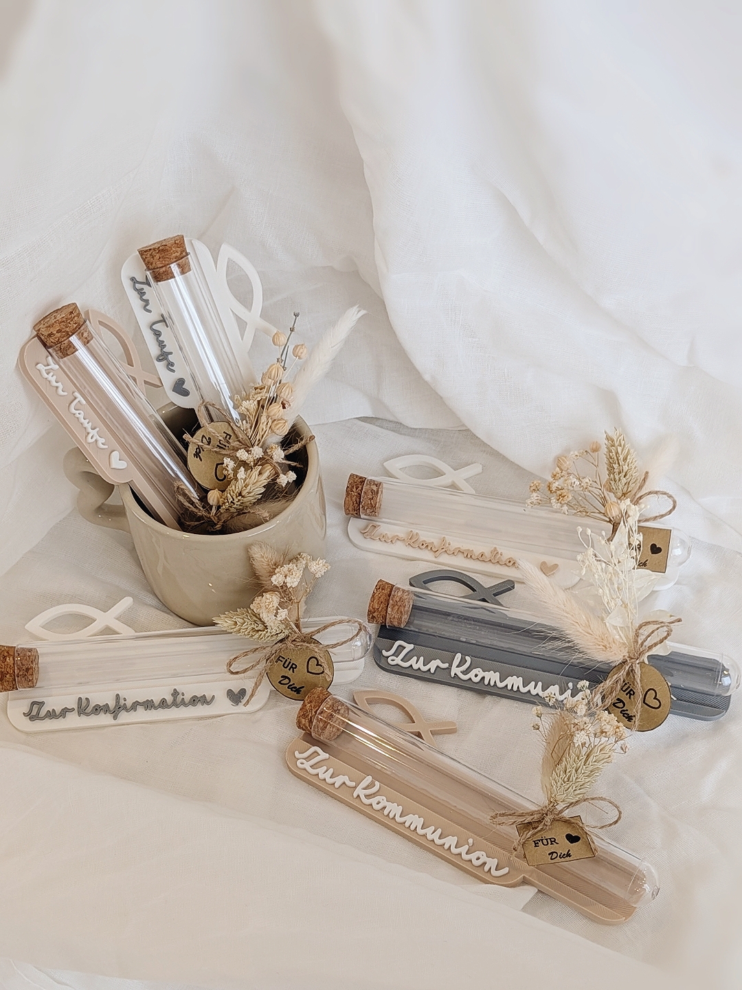 STL 3D Druck Datei 4er Set Halter für Reagenzgläser, Gutscheine oder Geld Geschenkverpackung Kirche Konfirmation Kommunion Taufe 3D-Druck Datei