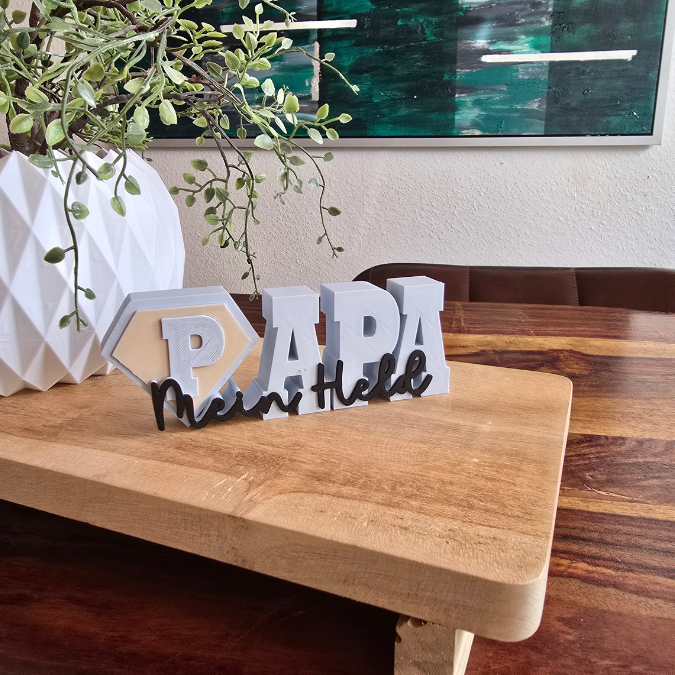 STL 3D Druck Datei 2er Set Vatertag Papa Superheld Held Schriftzug 3D-Datei – Bild 3