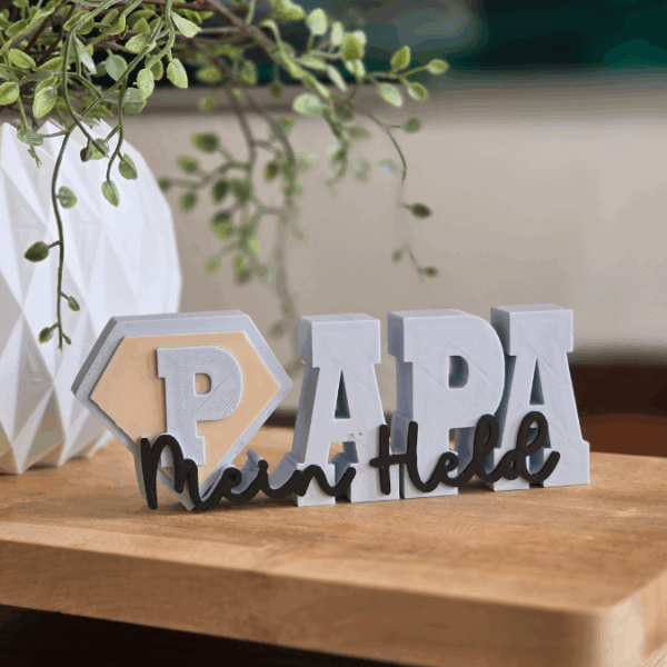 STL 3D Druck Datei 2er Set Vatertag Papa Superheld Held Schriftzug 3D-Datei – Bild 4
