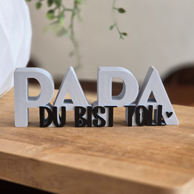 STL 3D Druck Datei 2er Set Vatertag Papa Hab dich lieb & du bist toll Schriftzug 3D-Datei – Bild 4