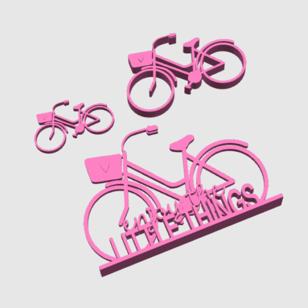 STL 3D-Druck Datei 3er Set Fahrrad Fahrräder verschiedene Größen inkl Schriftzug Statement 3D Geschenkidee – Bild 2