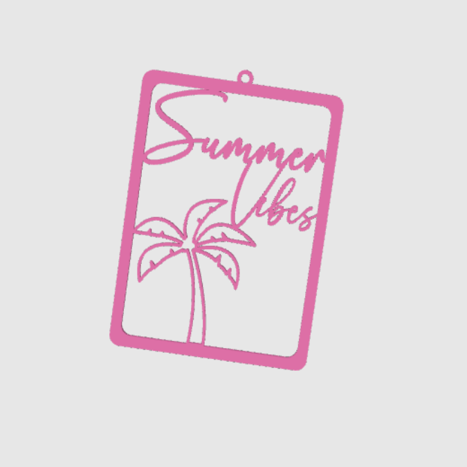 STL 3D Druck Datei Kranz Summer vibes Rechteckig Anhänger Geschenkidee Türkranz Deko Flur Eingangsbereich 3D-Druck Datei Sommer – Bild 2