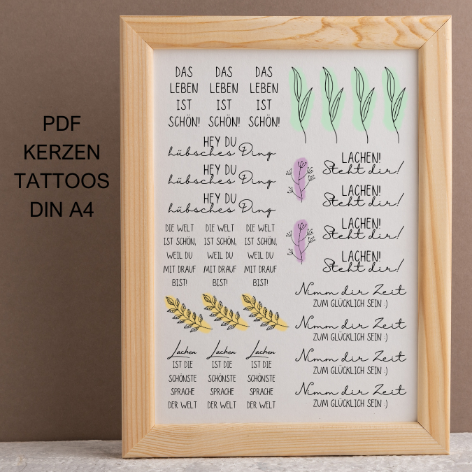PDF - Kerzentattoo Vorlage - Lachen - A4 Kerzentattoos zum selber drucken