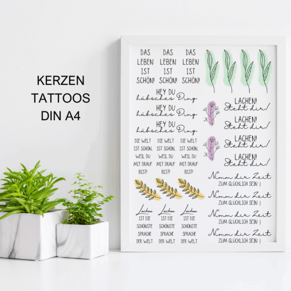PDF - Kerzentattoo Vorlage - Lachen - A4 Kerzentattoos zum selber drucken