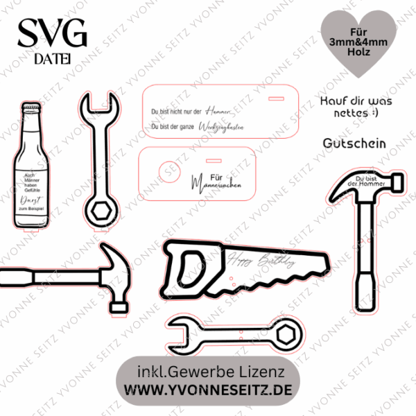 3mm und 4mm SVG Männersachen Geschenkidee für Männer Geschenk Vatertag Opa Mann SVG Laserdatei Laserfile Lasercut Männergeschenk Mann Vater – Bild 5