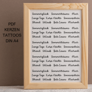 PDF - Kerzentattoo Vorlage - Nimm dir was du brauchst SOMMER - A4 Kerzentattoos zum selber drucken