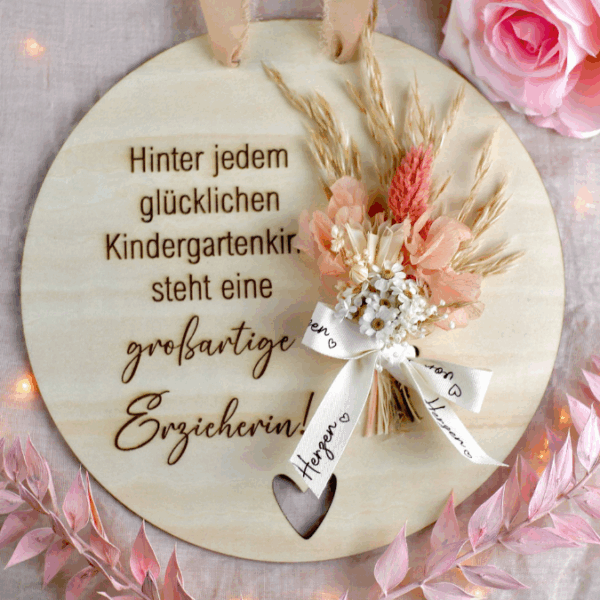 SVG Laserdatei 2er Set Holzscheibe Pflanzenstecker Geschenkscheibe Erzieherin Abschied Kindergarten SVG Datei – Bild 6