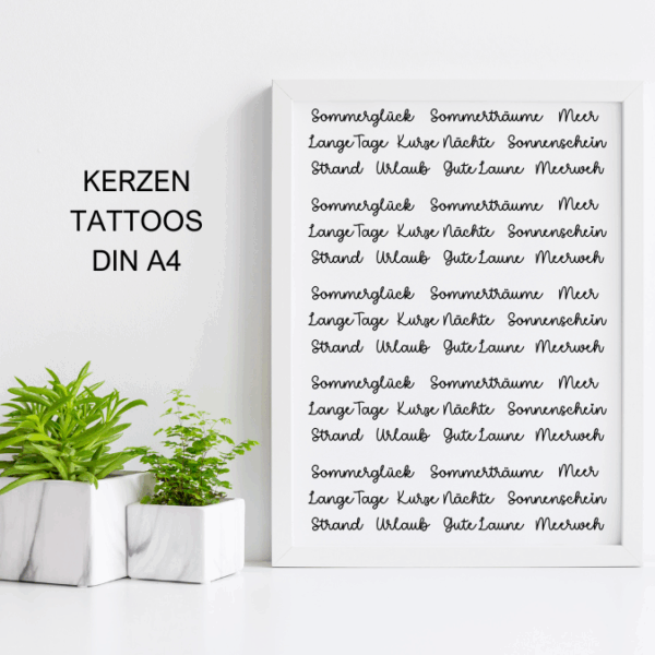 PDF - Kerzentattoo Vorlage - Nimm dir was du brauchst SOMMER - A4 Kerzentattoos zum selber drucken