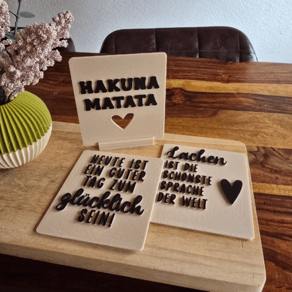 STL 3D Druck Datei Statement Aufsteller positive quotes Sprüche Karten Einschieber mit 3 verschiedenen Ständern 3D-Datei – Bild 7