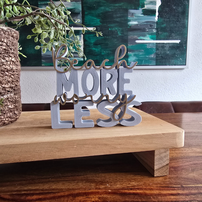 STL 3D Druck Datei Schriftzug Statement "Beach more worry less" Sommer Strand Urlaub Aufsteller 3D-Druck Datei Sommer – Bild 4