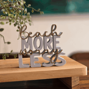 STL 3D Druck Datei Schriftzug Statement "Beach more worry less"  Sommer Strand Urlaub Aufsteller 3D-Druck Datei Sommer