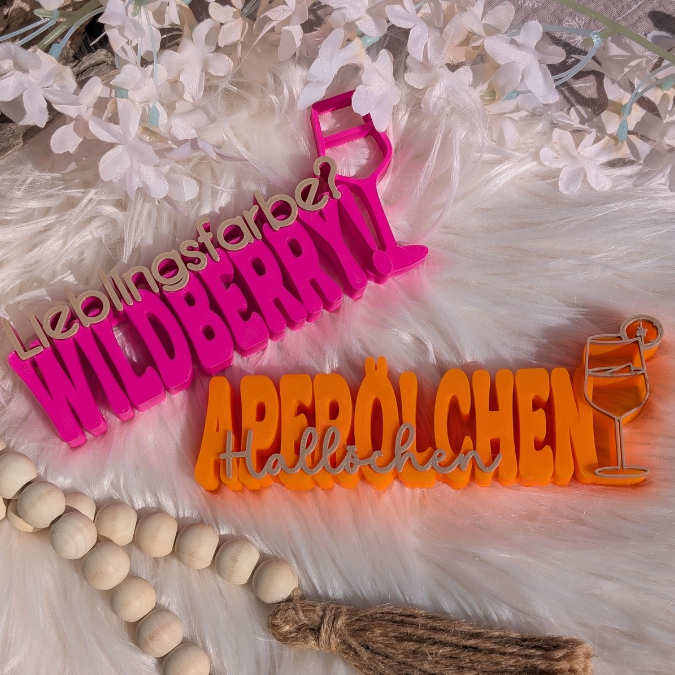 STL 3D Druck Datei Aufsteller Schriftzug Statement 2er Set "Hallöchen Aperölchen" Sommer Cocktails Drinks 3D-Druck Datei – Bild 9