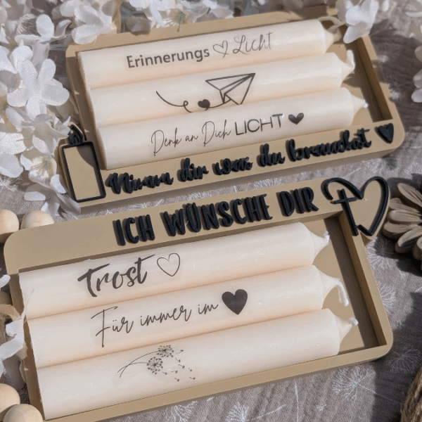 STL 3D Druck Datei Kerzenhalter Kerzenset 2er Trauer Abschied Nimm dir was du brauchst Kerzenverpackung 3D-Druck Datei – Bild 3