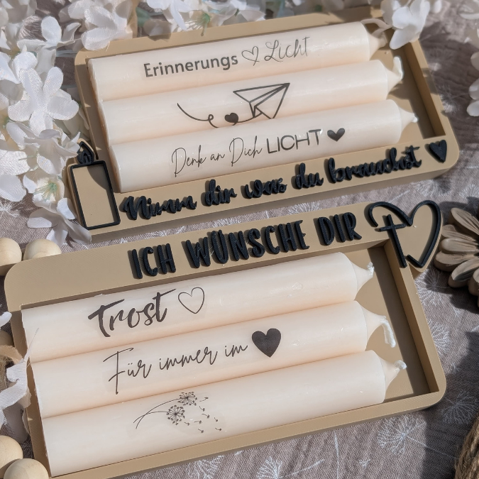 STL 3D Druck Datei Kerzenhalter Kerzenset 2er Trauer Abschied Nimm dir was du brauchst Kerzenverpackung 3D-Druck Datei – Bild 3