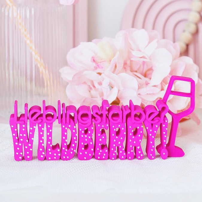 STL 3D Druck Datei Aufsteller Schriftzug Statement "Lieblingsfarbe Wildberry" Sommer Cocktails Drinks 3D-Druck Datei