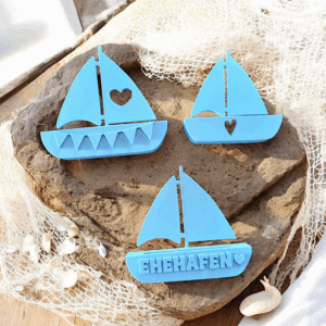 STL 3D Druck Datei 4er Set Boote Segelboote Hochzeit Ehehafen zum stellen und füllen, 3D-Druck Datei