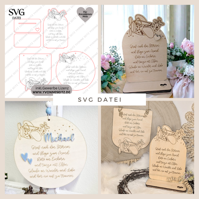 SVG Laserdatei Holzscheibe Wimpel und Aufsteller Motivation für Kinder Kinderzimmerdeko 3mm und 4mm Holz SVG Datei Träume Affirmation Kids