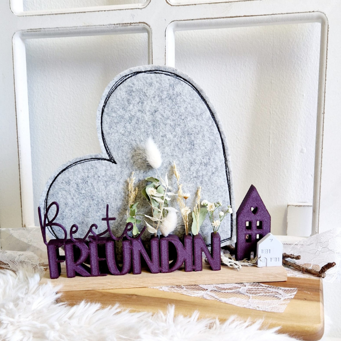 STL 3D Druck Datei Schriftzüge Beste Freundin Soul Mate Herzmensch 6er Set mit und ohne Löcher für Blumen 3D-Datei – Bild 17