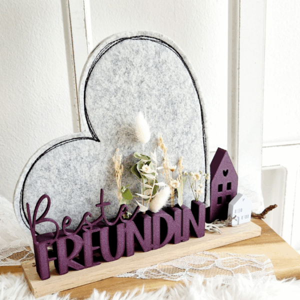 STL 3D Druck Datei Schriftzüge Beste Freundin Soul Mate Herzmensch 6er Set mit und ohne Löcher für Blumen 3D-Datei – Bild 17