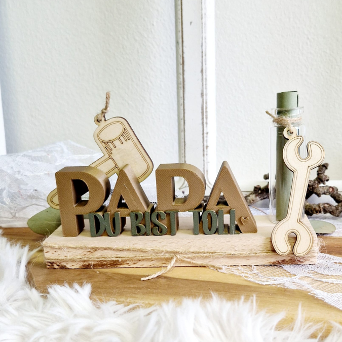 STL 3D Druck Datei 2er Set Vatertag Papa Hab dich lieb & du bist toll Schriftzug 3D-Datei – Bild 12