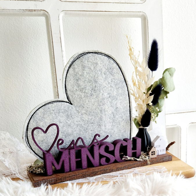 STL 3D Druck Datei Schriftzüge Beste Freundin Soul Mate Herzmensch 6er Set mit und ohne Löcher für Blumen 3D-Datei – Bild 16