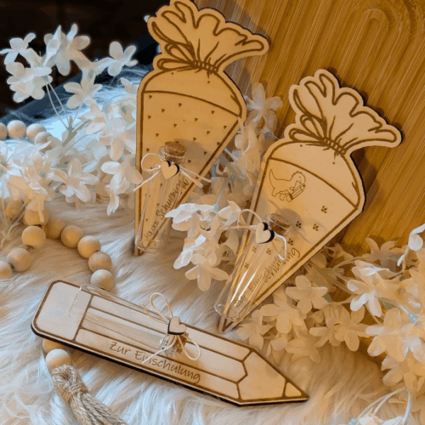 SVG Laserdatei Schulkind Einschulung Halter für Lolli Lutscher Geldgeschenke Schultüte Stift Gescheinkidee Junge Mädchen SVG Datei – Bild 3