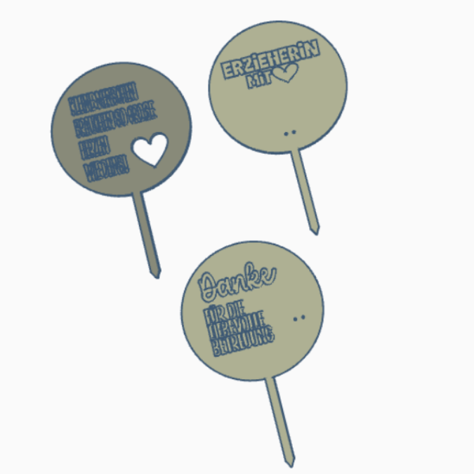STL 3D Druck Datei Erzieherin Abschied Kindergarten Pflanzenstecker 3er Set 3D-Druck Datei – Bild 2