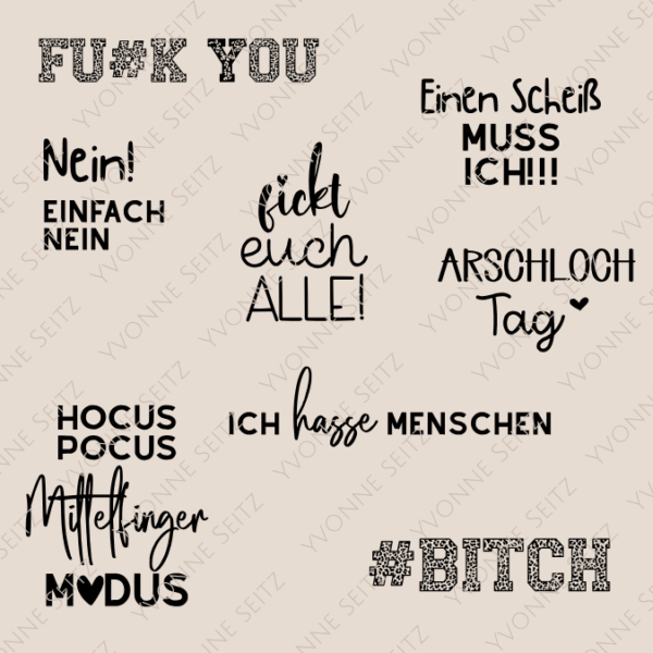 SVG Laser Datei Gravur BAD WORDS Statement Bad Moms Gravuren für Tassen Menschen Hasser Nein Negativ Laserdatei Plotterdatei
