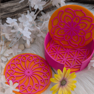 STL 3D-Druck Datei Sommer Halter für Untersetzer inkl 3er Set Untersetzer für Gläser 3D Geschenkidee 3D-Datei Sommer Sonne Gute Laune cool drinks