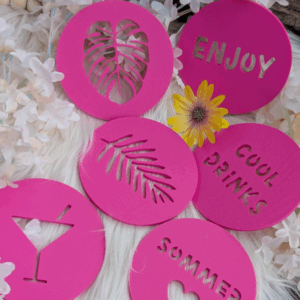 STL 3D-Druck Datei Sommer 6er Set Untersetzer für Gläser 3D Geschenkidee 3D-Datei Sommer Sonne Gute Laune cool drinks