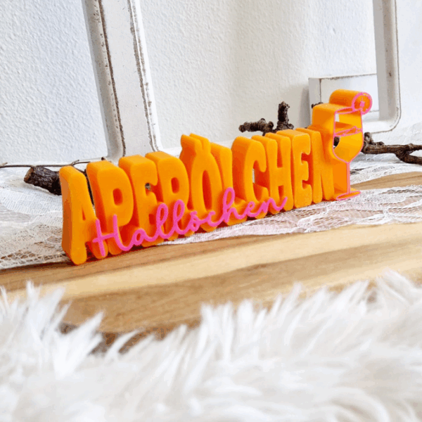 STL 3D Druck Datei Aufsteller Schriftzug Statement "Hallöchen Aperölchen"  Sommer Cocktails Drinks 3D-Druck Datei – Bild 3