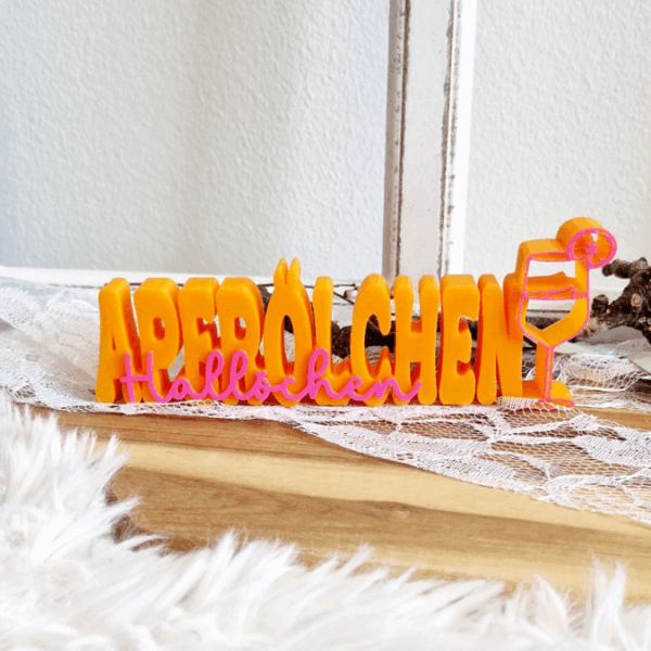 STL 3D Druck Datei Aufsteller Schriftzug Statement "Hallöchen Aperölchen"  Sommer Cocktails Drinks 3D-Druck Datei – Bild 4