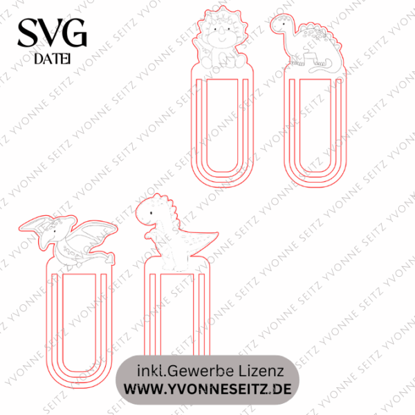 SVG Laserdatei Schulkind Einschulung 4 Designs Lesezeichen Dinos Dinosaurier Schulstart Lesen Gescheinkidee Junge Mädchen SVG Datei – Bild 2