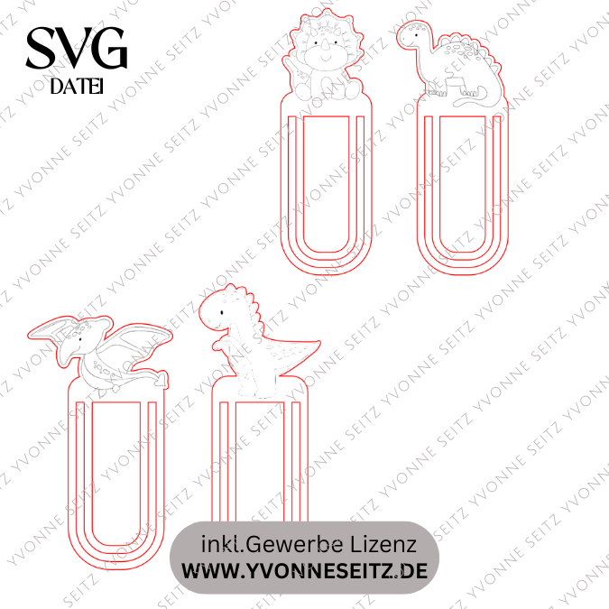 SVG Laserdatei Schulkind Einschulung 4 Designs Lesezeichen Dinos Dinosaurier Schulstart Lesen Gescheinkidee Junge Mädchen SVG Datei – Bild 2
