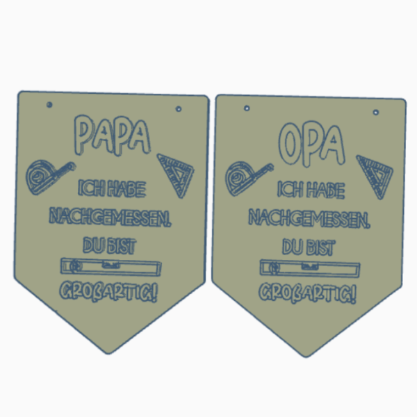 STL 3D Druck Datei 2er Set Wimpel Vatertag Papa Opa Geschenkidee Männer Werkzeug 3D-Datei – Bild 2