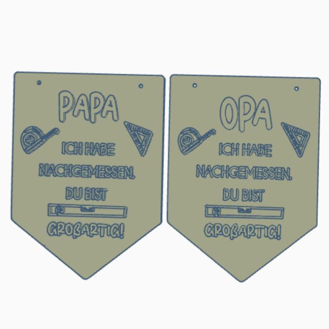 STL 3D Druck Datei 2er Set Wimpel Vatertag Papa Opa Geschenkidee Männer Werkzeug 3D-Datei – Bild 2