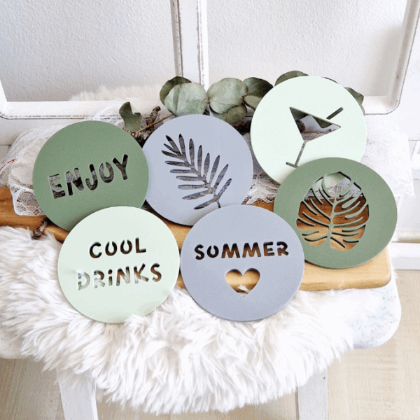 STL 3D-Druck Datei Sommer 6er Set Untersetzer für Gläser 3D Geschenkidee 3D-Datei Sommer Sonne Gute Laune cool drinks – Bild 6