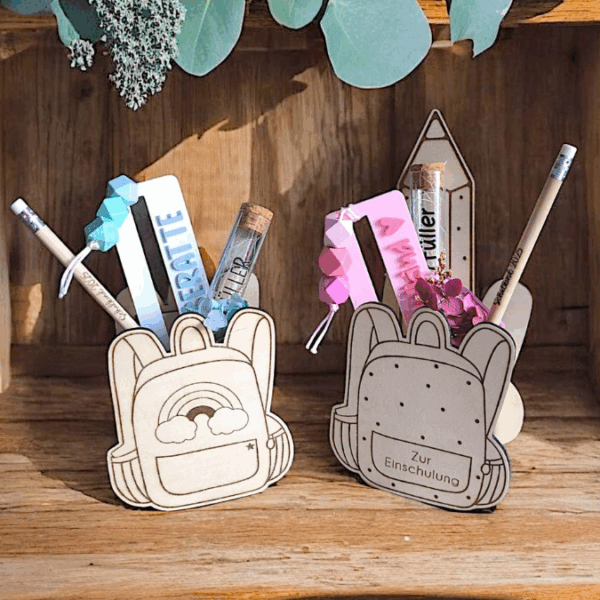 SVG Laserdatei Schulkind Einschulung Rucksack Schulranzen zum befüllen Gescheinkidee Junge Mädchen 3mm und 4mm SVG Datei – Bild 25