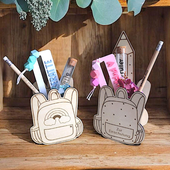 SVG Laserdatei Schulkind Einschulung Rucksack Schulranzen zum befüllen Gescheinkidee Junge Mädchen 3mm und 4mm SVG Datei – Bild 25