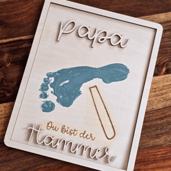 SVG Datei Bilderrahmen für Handabdruck Fußabdruck Hammer Männer Geschenkidee für Papa Vatertag Mann SVG Laserdatei Männergeschenk Mann Vater – Bild 10