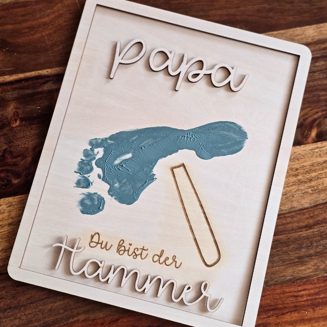 SVG Datei Bilderrahmen für Handabdruck Fußabdruck Hammer Männer Geschenkidee für Papa Vatertag Mann SVG Laserdatei Männergeschenk Mann Vater – Bild 10
