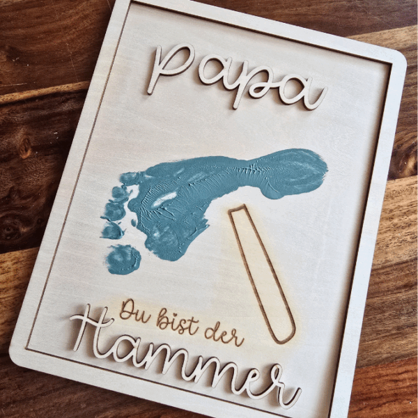 SVG Datei Bilderrahmen für Handabdruck Fußabdruck Hammer Männer Geschenkidee für Papa Vatertag Mann SVG Laserdatei Männergeschenk Mann Vater – Bild 14