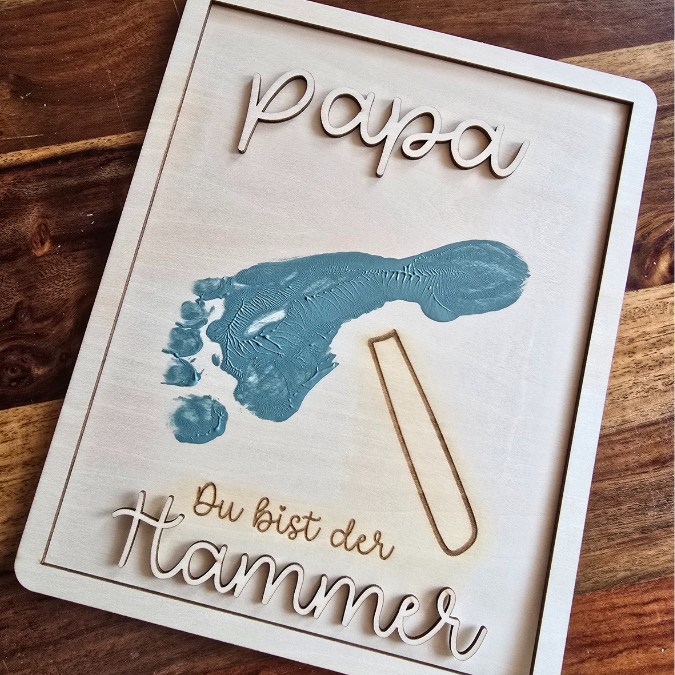 SVG Datei Bilderrahmen für Handabdruck Fußabdruck Hammer Männer Geschenkidee für Papa Vatertag Mann SVG Laserdatei Männergeschenk Mann Vater – Bild 14