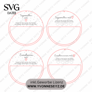 SVG Laserdatei 4er Set Kränze Hebamme Erzieherin Abschied Kindergarten Danke Dankeschön SVG Datei